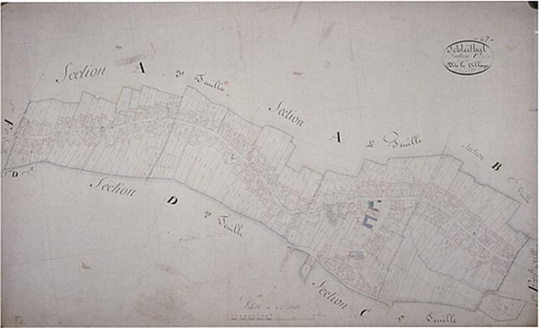 Vue du plan cadastral napoléonien : section F2, dite le village.