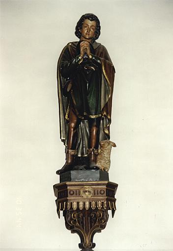 Vue d'une statue de saint Wendelin par l'atelier d'art chrétien de Bochum.