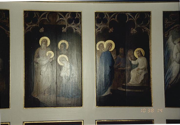 Vue des tableaux : la Présentation au temple et le Christ enseignant aux docteurs.