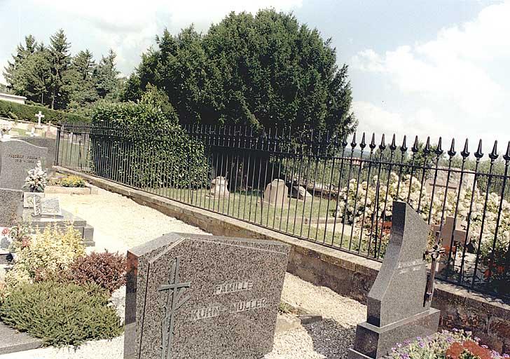 Vue de l'enclos des Durckheim depuis le cimetière communal.