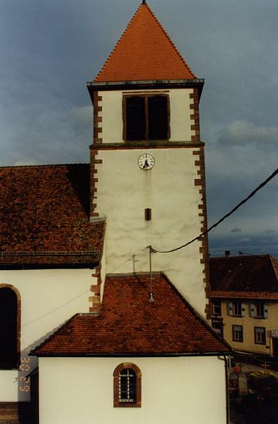 Elévation ouest de la tour et de la sacristie.