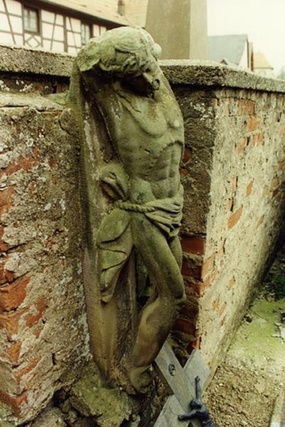 Fragment de croix monumentale : Christ en croix, limite du 18e et du 19e siècle (?).