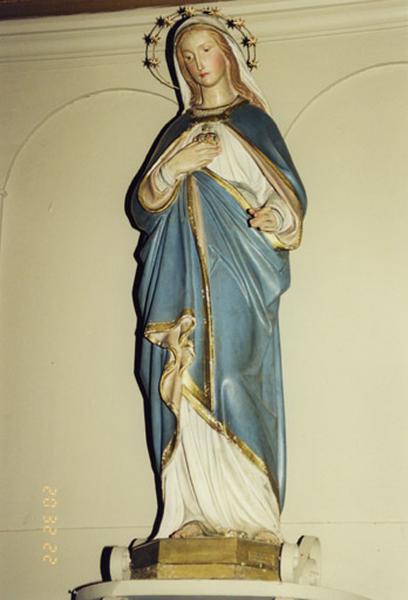 Statue : Sacré-Coeur de la Vierge, par l'Institut d'art chrétien de Munich, 2e moitié du 19e siècle.