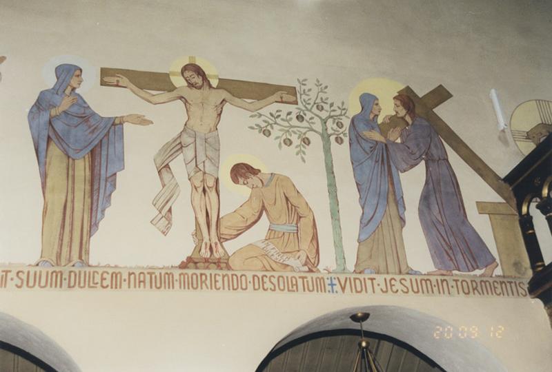 Peintures monumentales (nef) : Portement de croix et Calvaire, par Raymond et Valentin Jaeg, 1934.