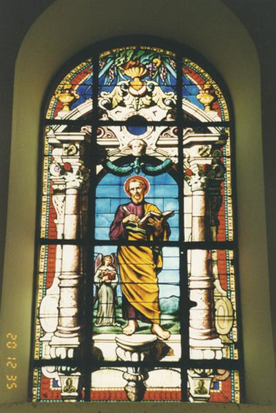 Verrière (nef) : saint Matthieu, par Pierre Petit-Gérard, 1879.