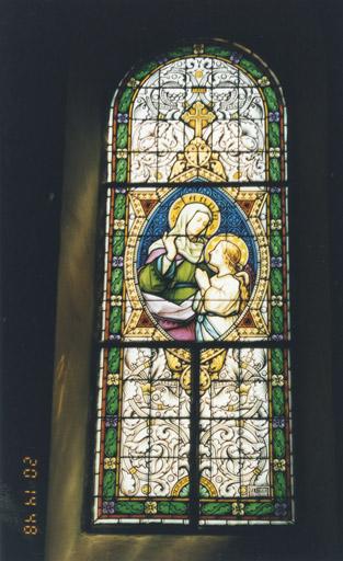 Verrière (choeur) : Education de la Vierge, par Ott frères, 4e quart du 19e siècle.