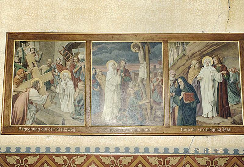 Tableaux (Jésus rencontre sa mère, la crucifixion, la Vierge soutenue par saint Jean et Marie Madeleine).