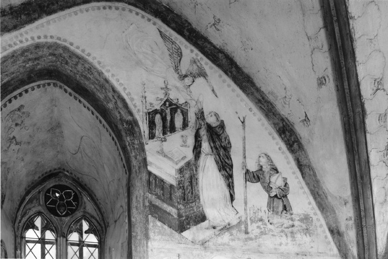 Mur sud du choeur, partie supérieure droite : messe de saint Martin (?).