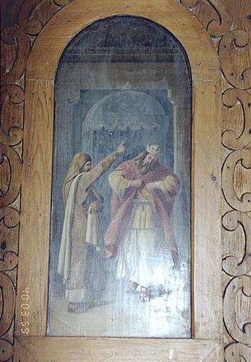 Détail du tableau figurant une scène non identifiée.