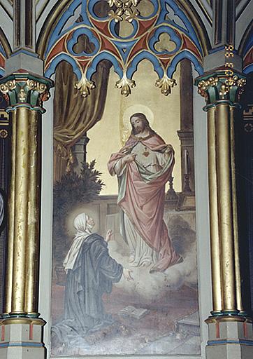 Vue d'ensemble d'un tableau figurant l'apparition de Jésus Marie Madeleine.