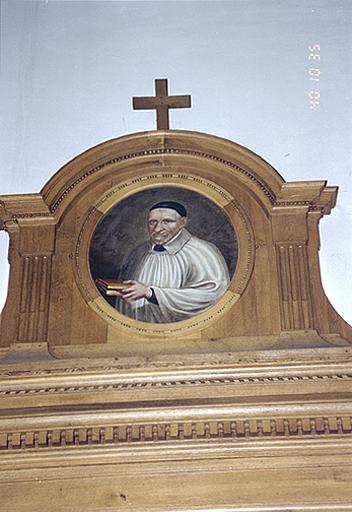 Vue d'ensemble de face du tableau figurant saint Vincent de Paul (autel secondaire de saint Jean Baptiste).