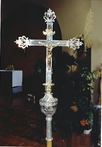 Croix de procession : Christ en croix, Vierge à l'Enfant