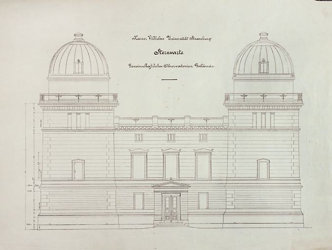 Elévation de la façade ouest du bâtiment méridien.