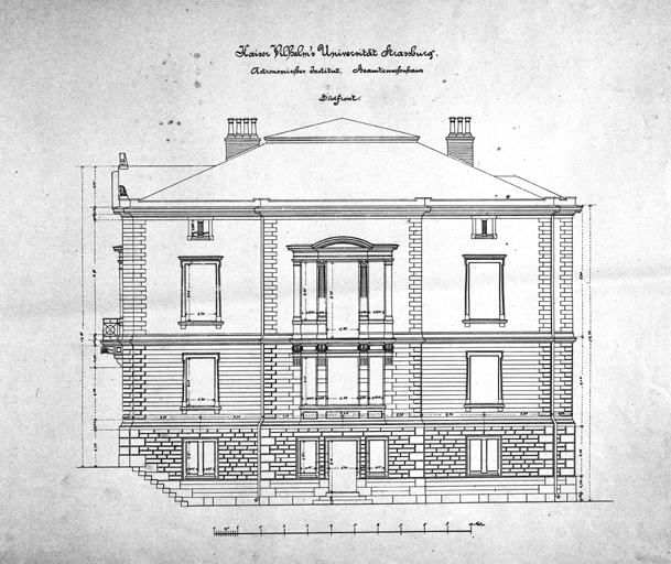 Elévation de la façade sud du bâtiment sud.