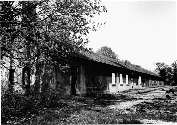 Bât. 121: remises implantées dans le voisinage des anciennes écuries (bât. 120) ; vue prise depuis le sud-est.