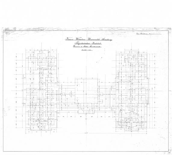 Plan des fondations en béton de l'Institut de Physique.