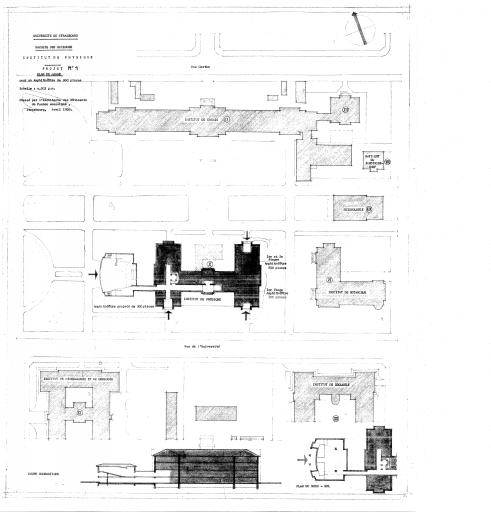 Projet n°1, plan de masse pour un amphithéâtre de 360 places daté de 1958.