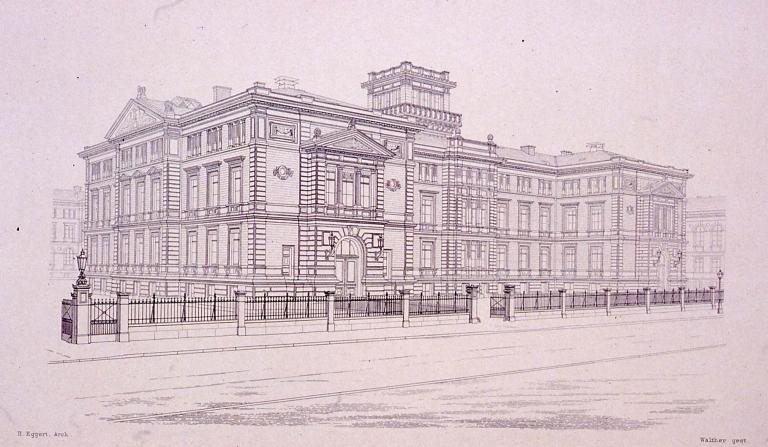 Vue de l'Institut depuis l'actuelle rue de l'Université.