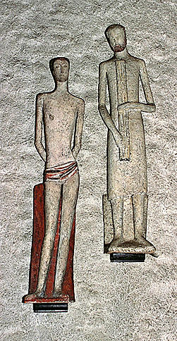 Statues du Christ et de saint Joseph. Par Irène Zack, 1954.