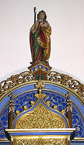 Maître-autel : statue de saint Wendelin.