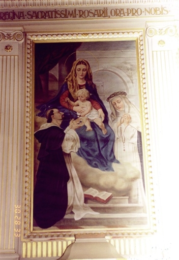 Vue de détail du retable nord. Tableau : Vierge au Rosaire.