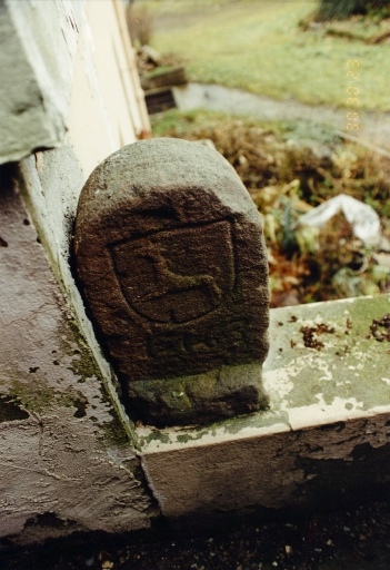 Borne 1, face avec les armoiries de l'abbaye de Murbach et la date 1763.