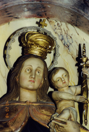 Vierge à l'Enfant. Détail des têtes (restaurées).