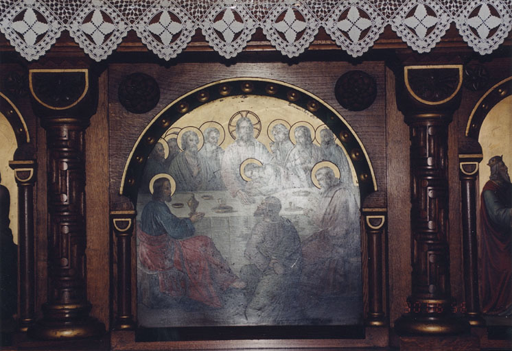 Vue de détail de la niche centrale du tombeau. Sainte Cène.