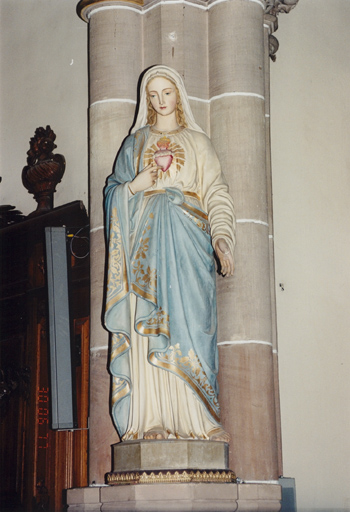 Statue de la vierge au Sacré Coeur, limite 19e-20e siècle.