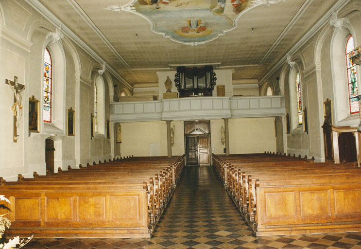 Tribune d'orgue depuis le choeur. Vue d'ensemble.