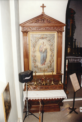 Vue d'ensemble : autel secondaire de la Vierge au Rosaire.