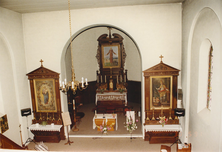 Intérieur, depuis la tribune d'orgue. Vue d'ensemble.