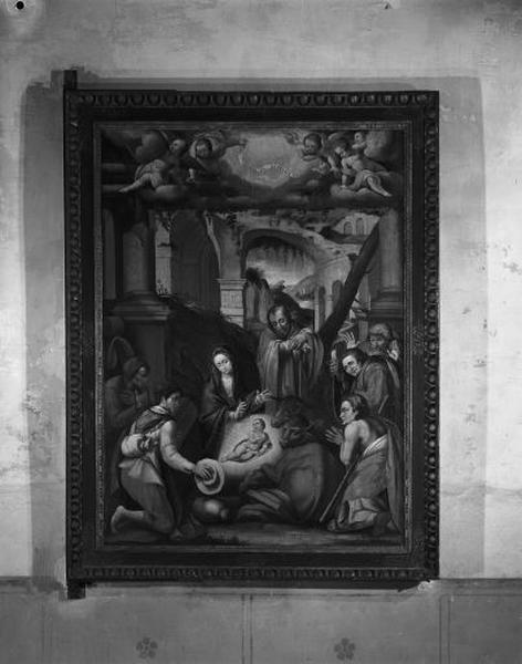 Tableau : l'Adoration des bergers, saint Guillaume et sainte Catherine d'Alexandrie