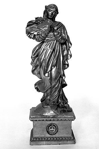 2 statues-reliquaires (statuettes) : saint Symphorien et Vierge de l'Immaculée Conception