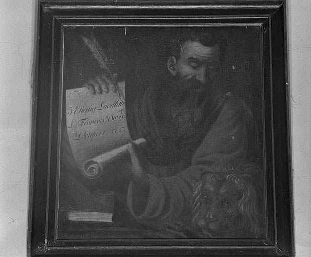Saint Marc. ; Ensemble de 4 tableaux (saint Matthieu, saint Marc, saint Luc et saint Jean) : saint Marc.