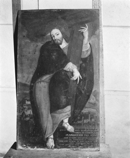 Peinture : le Christ tenant sa croix