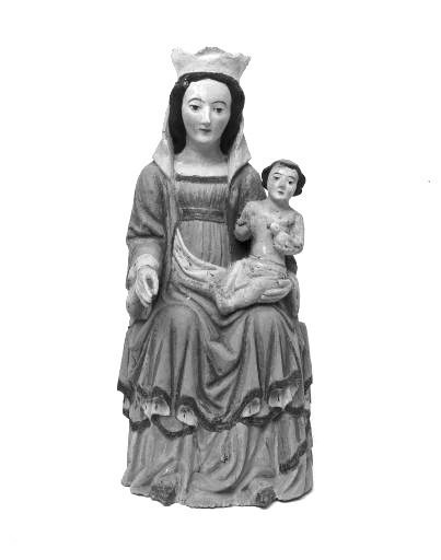 Vue de face. ; Statue : Vierge à l'Enfant.
