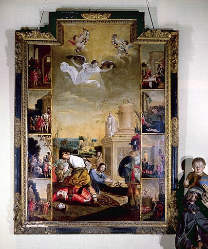 Tableau : le martyre de saint Crépin et de saint Crépinien (Besançon, église paroissiale Sainte-Madeleine).