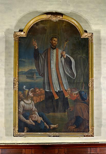 Tableau et son cadre : la Prédication de saint François Xavier