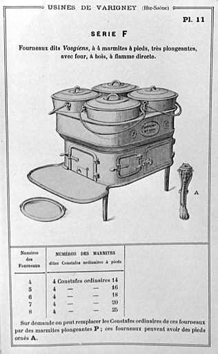 Catalogue des productions : fourneau à 4 marmites.