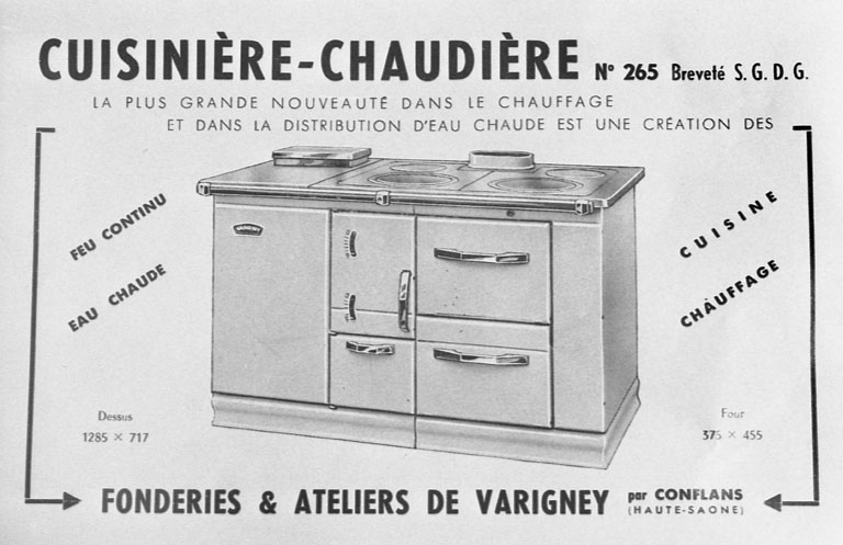 Catalogue des productions : cuisinière-chaudière.