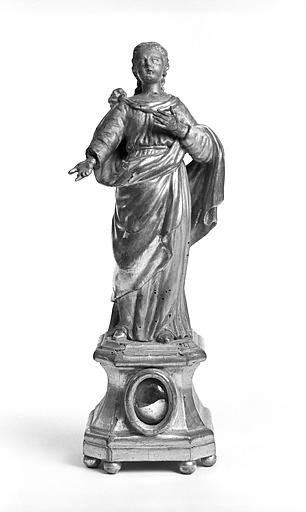 2 statues-reliquaires (statuettes) : sainte Agathe et sainte Barbe