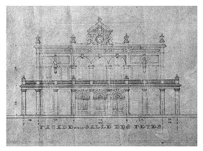 Elévation de la façade postérieure après 1903 (projet de transformation).