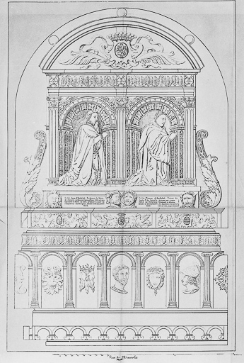 Face du mausolée : projet de restauration.