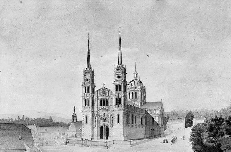 L'église Saint-Maimboeuf telle qu'elle aurait dû être, 1850.