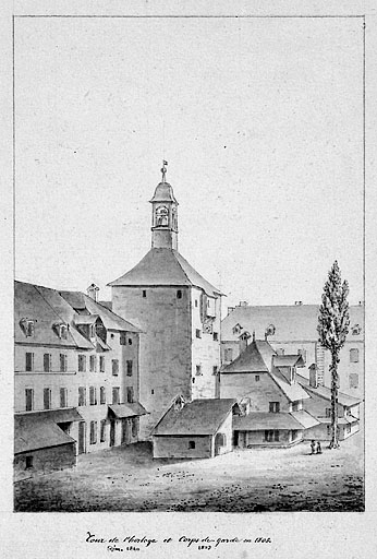 Tour de l'Horloge [porte de l'Aule] et corps de garde, 1805.