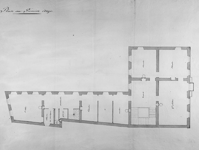 Plan du premier étage, 18e siècle.