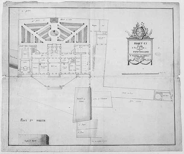 Projet et plan de l'hôtel de Ville [...] Plan du rez-de-chaussée, 1775.