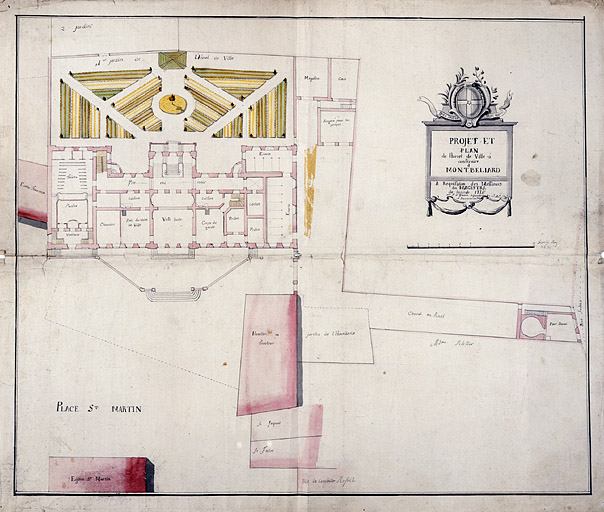 Projet et plan de l'hôtel de Ville [...] Plan du rez-de-chaussée, 1775.