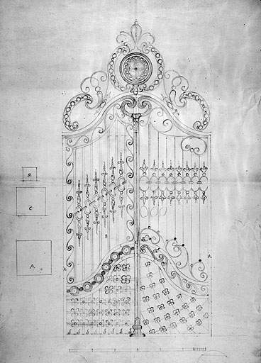 Projet de grille [pour les cours], vers 1776-1777.